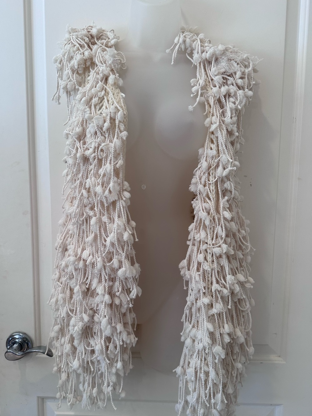 Bebe - brand new with tags Cream Textured Fringe Knit Vest.  OS?